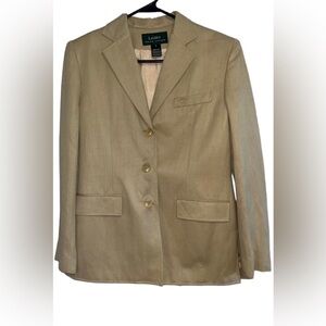 Lauren Ralph Lauren tan linen blend career work jacket blazer. Size 6